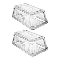 2x Kilner Glass Butter Dish Dishwasher Microwave Safe Container Tableware 