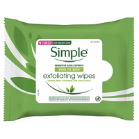 Simple Kind to Skin Cleansing & Exfoliating Facial Wipes- 1 Pack of 25