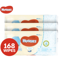3x Huggies Pk56 Baby Wipes Pure Unscented Sticky Top