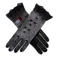 Dents Womens Hand Crochet Gloves - Black