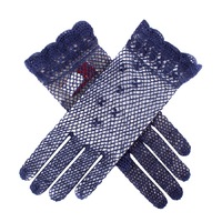 Dents Womens Hand Crochet Gloves - Navy