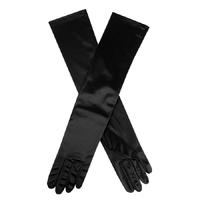 Dents Womens Long Above Elbow Satin Gloves in Black