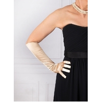 Womens Long Above Elbow Satin Gloves  - Gold