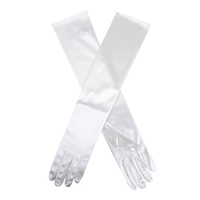 Womens Long Above Elbow Satin Gloves  - Ivory