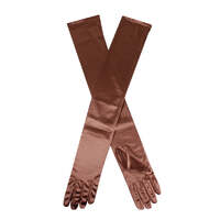 Womens Long Opera Satin Gloves - Bronze