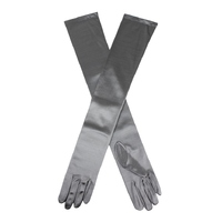 Dents Womens Long Opera Satin Gloves in Pewter