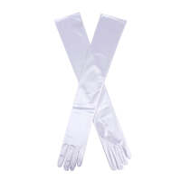 Dents Womens Long Opera Satin Gloves in White