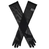 Dents Womens Long Sheer Tulle Gloves - Black