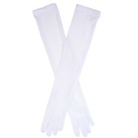 Women’s Long Sheer Tulle Gloves - White