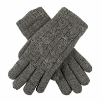 DENTS Ladies Womens Cable Knit Yarn Lined Gloves Warm - Charcoal - One Size