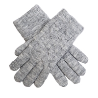 Dents Womens Cable Knit Gloves in Dove Grey