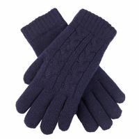 DENTS Ladies Womens Cable Knit Yarn Lined Gloves Warm - Navy - One Size