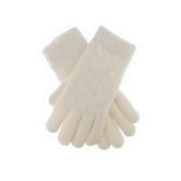 DENTS Ladies Womens Cable Knit Yarn Lined Gloves Warm - Winter White - One Size