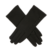 Dents Womens Longer Length Touch Screen Thermal Gloves Warm Winter Coral Fleece - Black - One Size