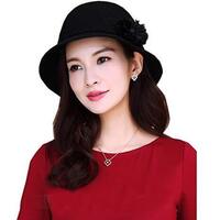 Maddison Avenue Womens Adjustable Wool Bowler Hat Flower Bow One Size