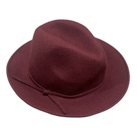Maddison Avenue Womens Adjustable Wool Fedora Hat Bow One Size - Burgundy