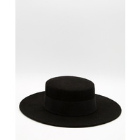Maddison Avenue Womens Adjustable Wool Flat Top Fedora Hat One Size - Black