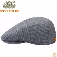 Stetson Men's Drivers Kent Linen Silk Flat Cap Ivy Golf - Blue/Grey