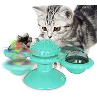 Windmill Cat Toy with 2-Compartment Spinning Interactive Suction Cup Pet