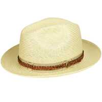 Bailey Mens Bevers Fedora Straw Hat Made in USA Panama - Sand