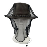 Deluxe MOSQUITO HAT NET Head Protector Bee Bug Mesh Mozzie Insect Fishing Fly - Black
