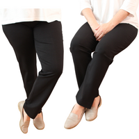 Women's Ponte Pants Straight Leg Stretch Elastic Waist Knit Warm Winter Ladies