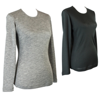Ladies Soft Pure Wool Knit Long Sleeve Top Womens T Shirt Winter Base Layer - Made in Australia