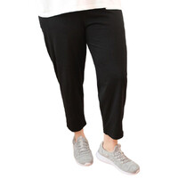 Idyl Women's Relaxed Fit Crop 100% Cotton Leggings Pants Trousers - Black