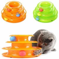 Funny Cat Toy Plastic Tower Interactive Track Ball Playing Game - Assorted Colours