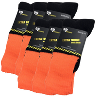 6x Pairs HI VIS SOCKS Workwear Work Safety Tradie High Visibility Fluro - Orange