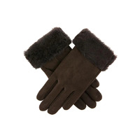 Dents Womens Louisa Sheepskin Gloves Winter Ladies Glove - Suede Brown