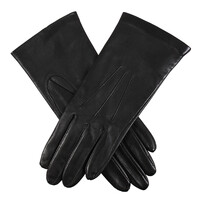 Dents Womens Elizabeth 3 Point Silk Lined Leather Gloves - Black