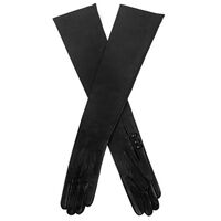 Dents Womens Long Opera Length Leather Gloves in Black