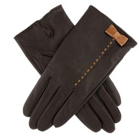 Dents Womens Fern Leather Bow Gloves - Mocca/Chilli