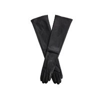 Dents Mia Womens Single Point Long Leather Gloves - Black