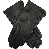 Dents Women's Leather Gloves With Button Detail Piped Cuff And Silk Feel Lining - 7.5