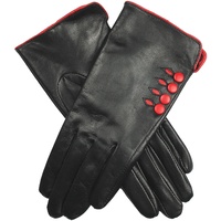Dents Women's Leather Gloves With Button Detail Piped Cuff And Silk Feel Lining
