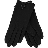 Dents Womens Soft Feel Fleece Knit Gloves w Button Trim Detail Warm Winter - Black