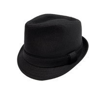 DENTS 100% Cotton Fabric Trilby Hat Fedora Stingy Brim Herringbone - Black