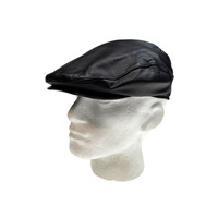 DENTS Mens Leather Cap Hat with Satin Lining Driving Flat Vintage Cabbie Golf - Black