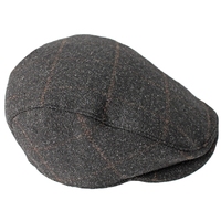 DENTS Tweed Flat Cap Wool Ivy Hat Driving Cabbie Quilted - Black