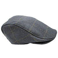DENTS Tweed Flat Cap Wool Ivy Hat Driving Cabbie Quilted - Navy
