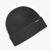 Dents Pure Merino Wool Rib Knit Beanie Hat - Black