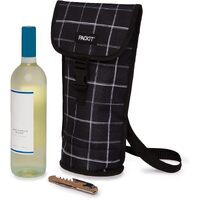 PACKIT Freezable Napa Wine Bag Cooler Carrier Insulated Portable Wine Chiller - Black Grid