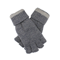 Dents Mens Thinsulate Lined Fingerless Knit Gloves with Rollover Cuff - Navy Marle