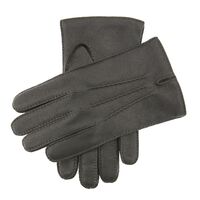 Dents Mens Leather Glove With Three Stitch Points w Wool Lining Warm Winter - Black