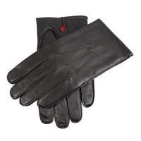 Black Leather Merino Wool-Lined Gloves | Touchscreen Tips - Black