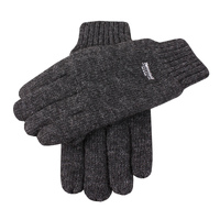 Mens Wool Blend Thinsulate  Lined Knitted Gloves - Charcoal Marle