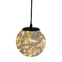 Glass LED Lighting Pendant Light with timer Hanging Lantern Lamp - Round