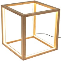 Large Bamboo Cube LED Lamp Modern Light Minimalistic Scandi Square - Natural